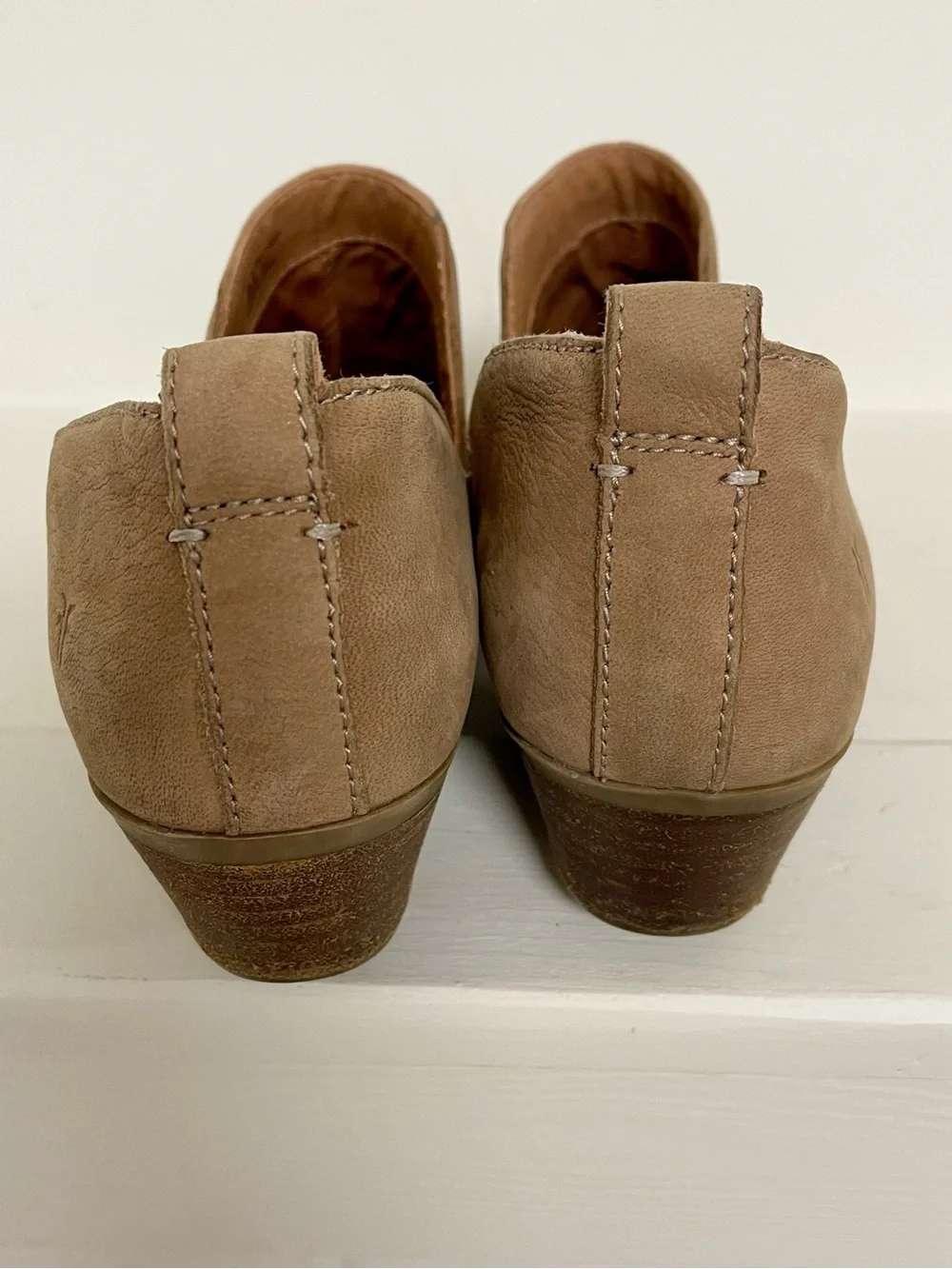 Frye Taupe Nubuck Pointed Ankle Booties